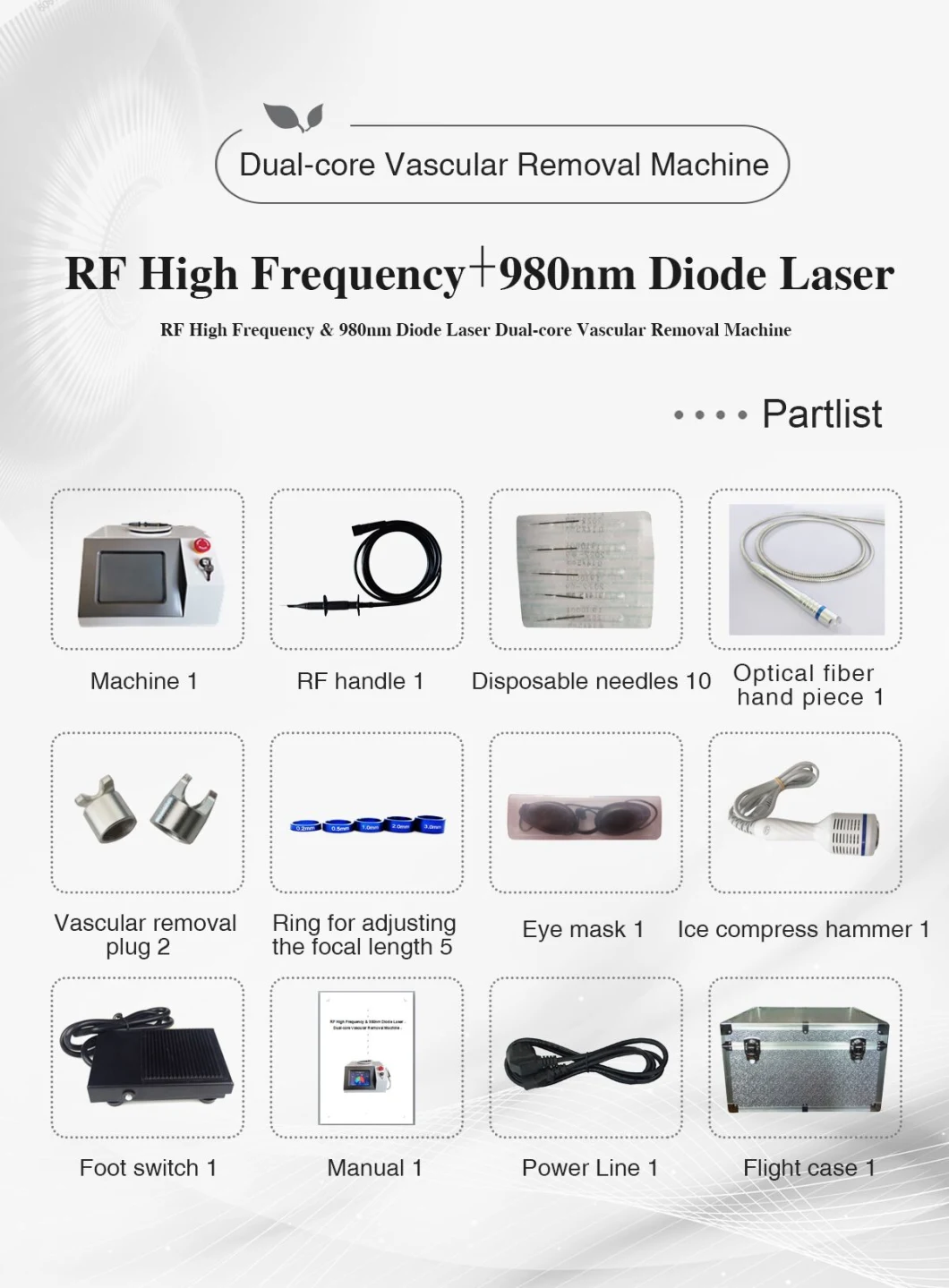 2 in 1 980nm Diode Laser Vascular Removal RF Machine